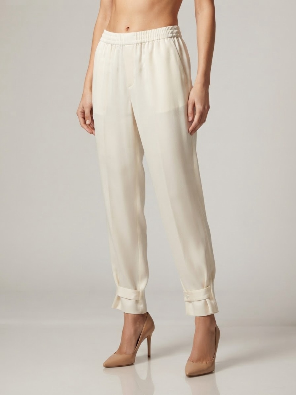 Polo by Ralph Lauren Cream Elastic-Waist Track Pants